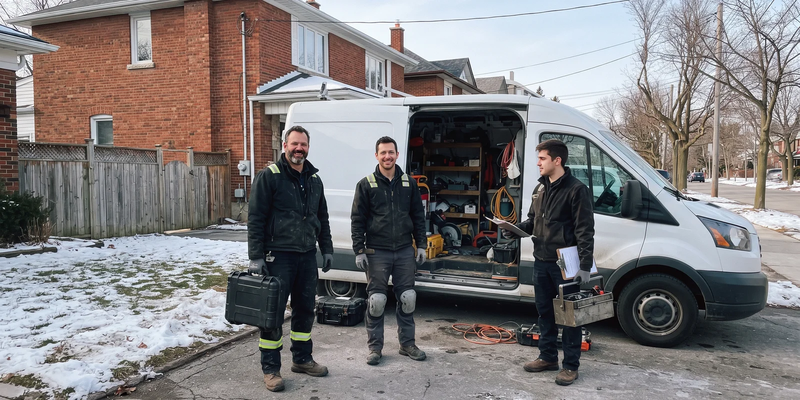 The Toronto Boiler Installation crew of licensed technicians in front of a service van