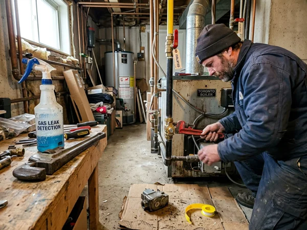 Technician fitting a new gas valve with the gas train isolated